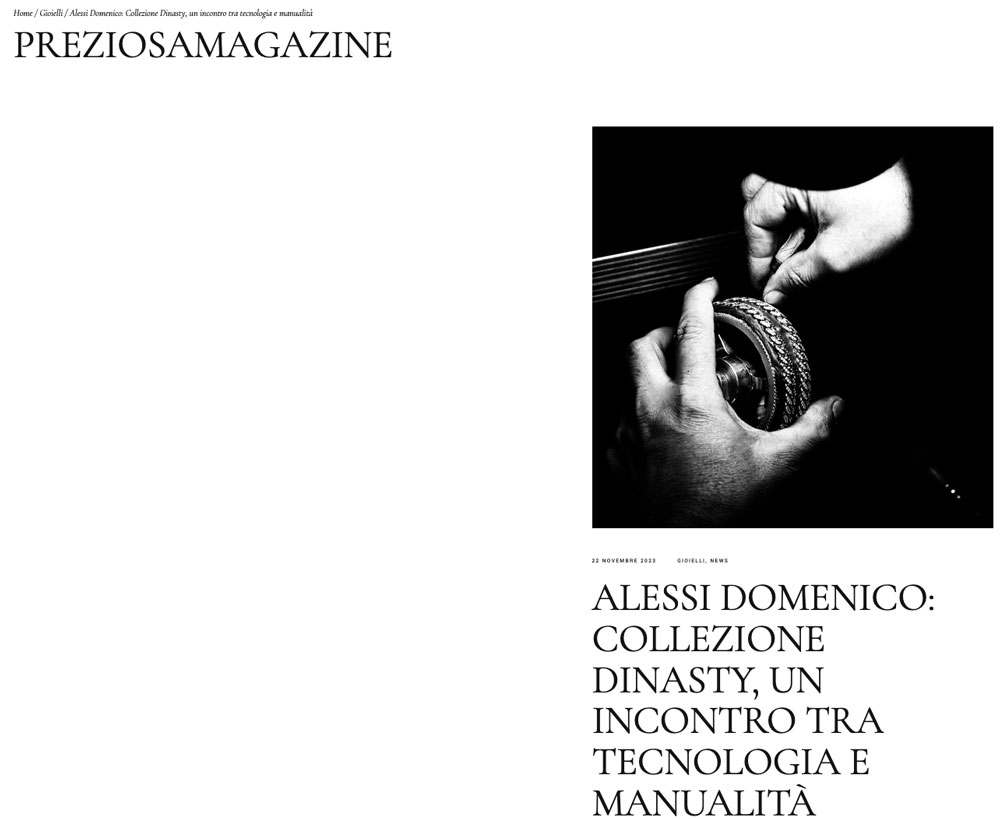 ALESSI DOMENICO - Alessi Domenico: Colección Dinasty, un encuentro entre tecnología y manualidad